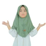 Dotted Green Hijab for Kids – Soft, Stylish & Comfortable Hijab