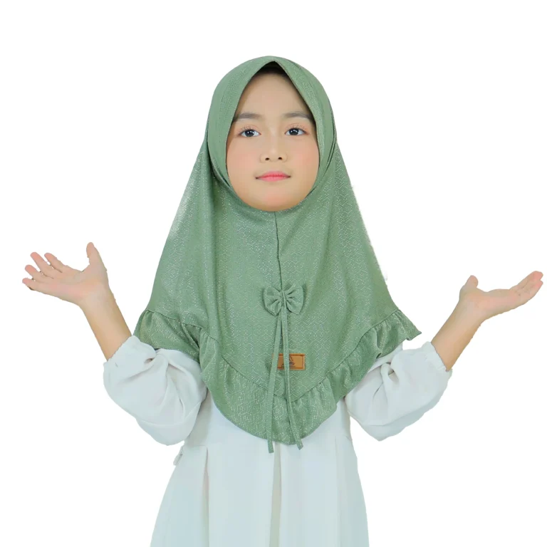 Dotted Green Hijab for Kids