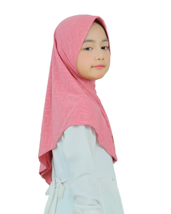 Pink Cotton Hijab for Kids – Soft, Cute & Comfortable Wear - Image 2