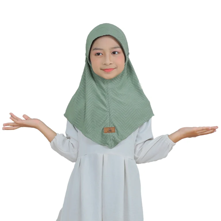 Light Green Chevron Hijab for Kids