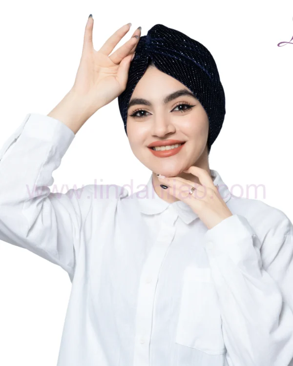 Sparkling Obsidian Velvet Turban – Glamorous Ready to Wear Fit - Image 1