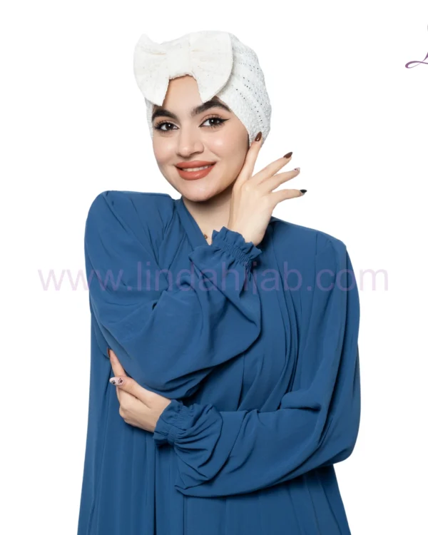 White Bow Accent Turban – Crisp Texture & Chic Statement Fit - Image 4