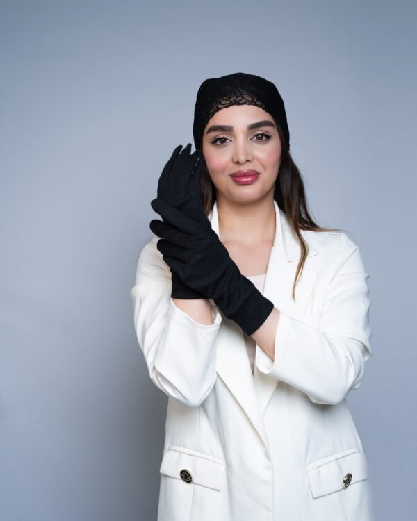 Black Cotton Ruched Modest Gloves – Everyday Comfort Wear - Image 6