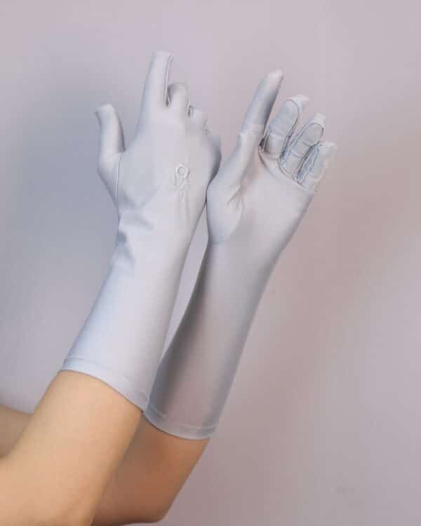 Long Floral Embroidered Modest Gloves – Forearm Length Collection - Image 3