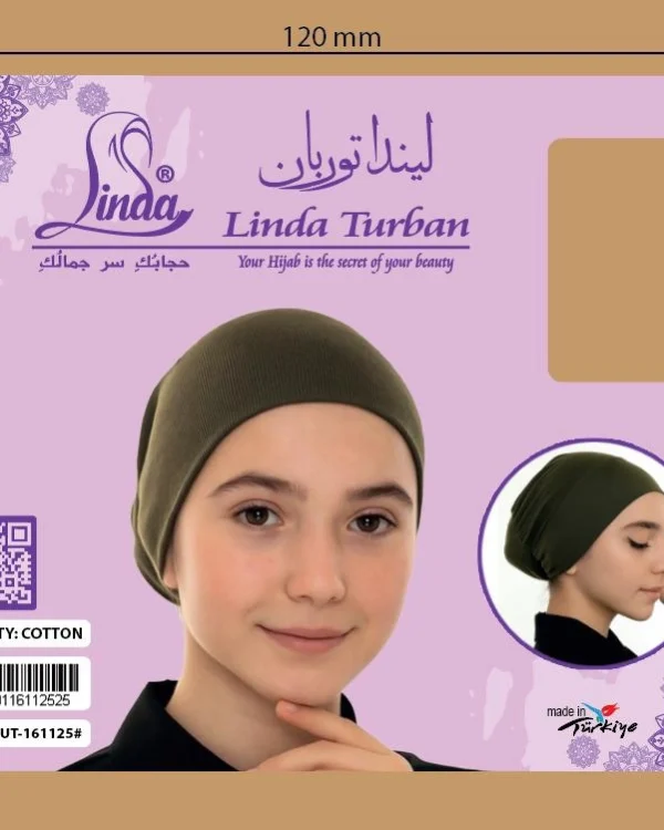 Junior Pull-On Hijab Under-Cap – Plain Olive Green / Girls' Size - Image 19