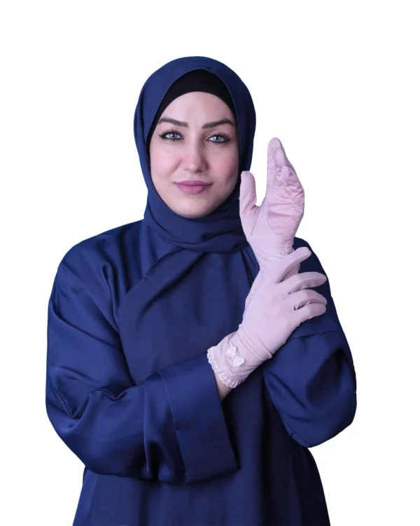 Women's Modest Stretch Gloves with Lace Bow Detail – Soft Lilac Pink