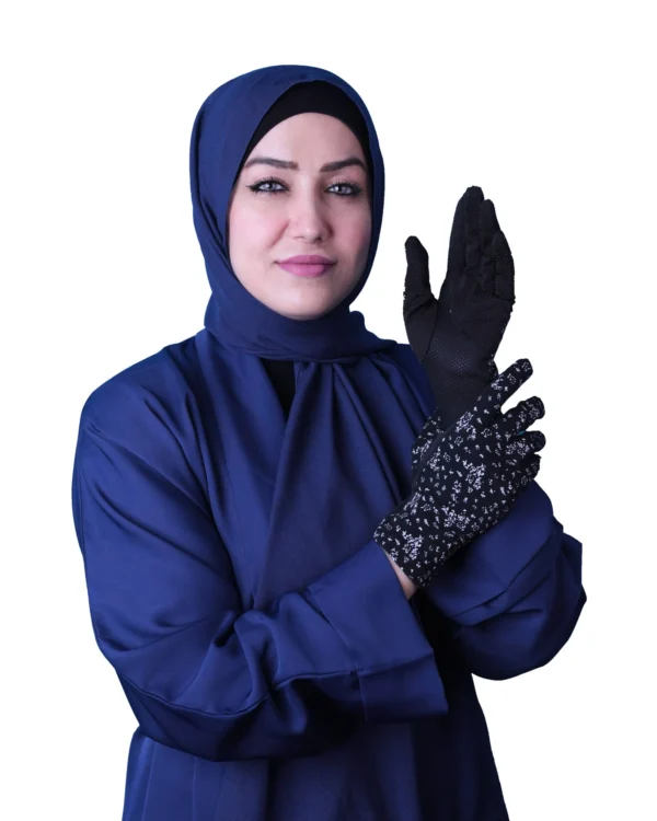 Women's Modest Stretch Gloves with Floral Lace Print