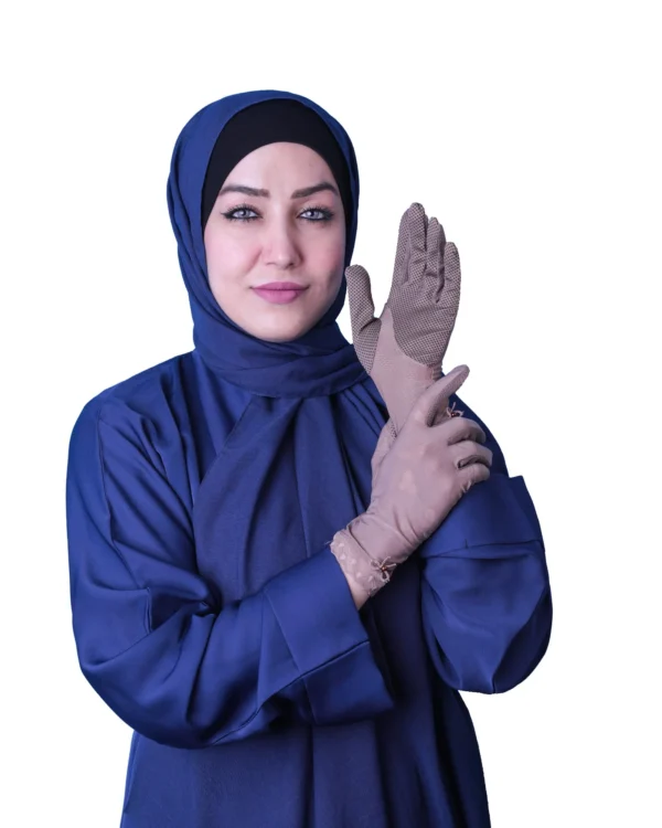Women's Modest Stretch Gloves with Tone-on-Tone Floral Jacquard & Scalloped Lace Cuff – 4 Colour Options