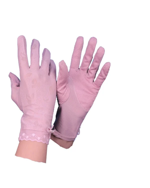 Women's Modest Stretch Gloves with Tone-on-Tone Floral Jacquard & Scalloped Lace Cuff – 4 Colour Options - Image 2