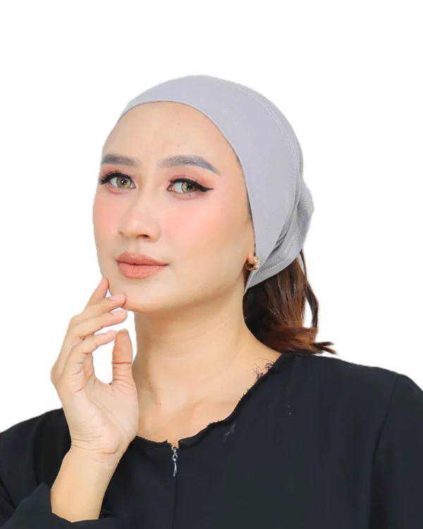 Women's Indonesian Inner Hijab Cap / Ciput – Soft Light Grey - Image 1