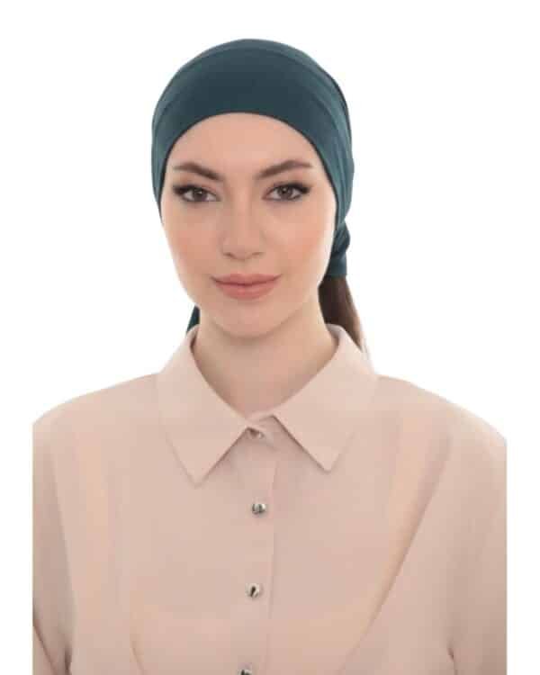 Elegant Pearl Brooch Turban Cap — Pleated Jersey Headpiece for Women - Image 16