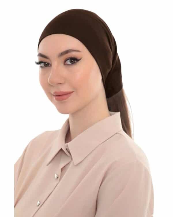 Elegant Pearl Brooch Turban Cap — Pleated Jersey Headpiece for Women - Image 9