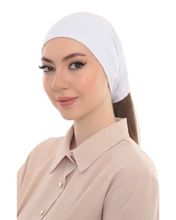 Elegant Pearl Brooch Turban Cap — Pleated Jersey Headpiece for Women - Image 6