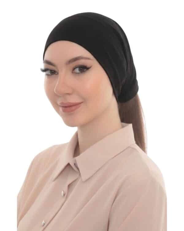 Elegant Pearl Brooch Turban Cap — Pleated Jersey Headpiece for Women - Image 7