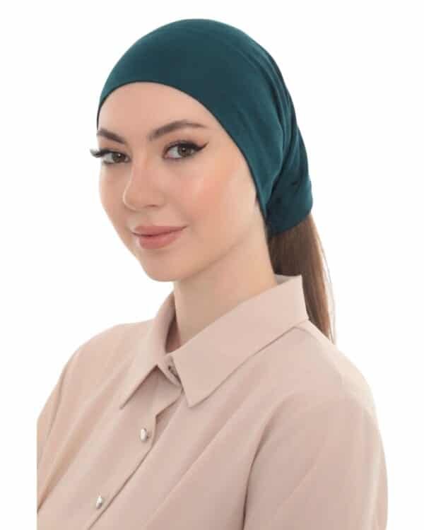 Elegant Pearl Brooch Turban Cap — Pleated Jersey Headpiece for Women - Image 3