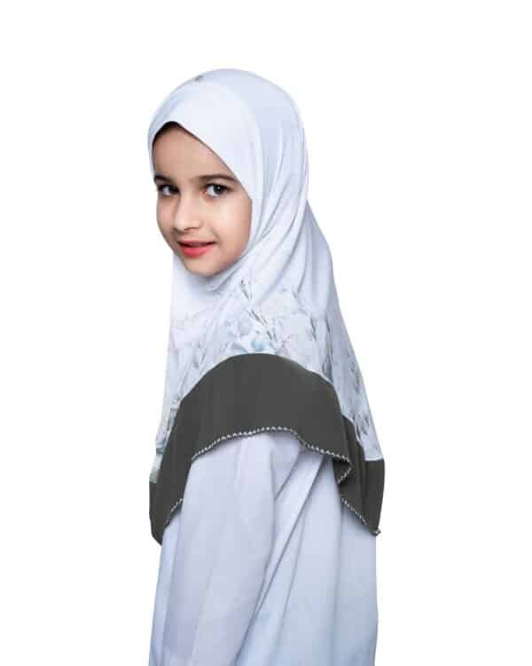 Girls Floral Instant Hijab – Lightweight Modest Prayer & Everyday Khimar for Kids - Image 4