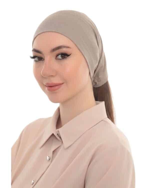 Elegant Pearl Brooch Turban Cap — Pleated Jersey Headpiece for Women - Image 12