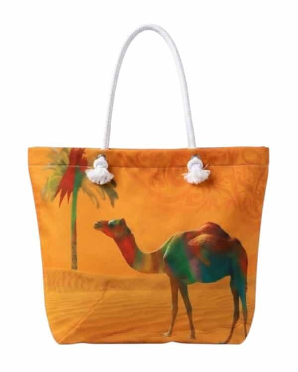 Woven Mat Tote Bag | Natural Canvas Rope Handle Beach Bag for Women - Image 1