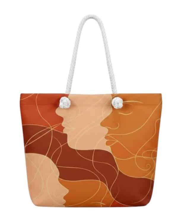 Abstract Faces Tote Bag | Artistic Line Art Canvas Beach Bag for Women - Image 1