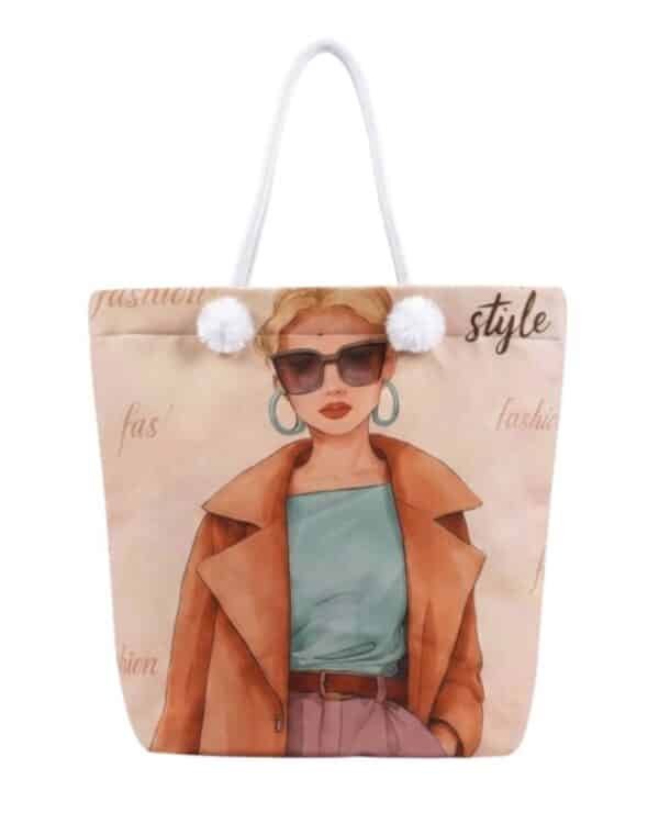 Fashion Girl Tote Bag | Stylish Sunglasses Canvas Shoulder Bag for Women - Image 1