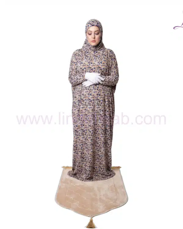 Linda Women’s Full-Coverage 1-Piece Muslim Prayer Dress with Integrated Hijab – Floral Print