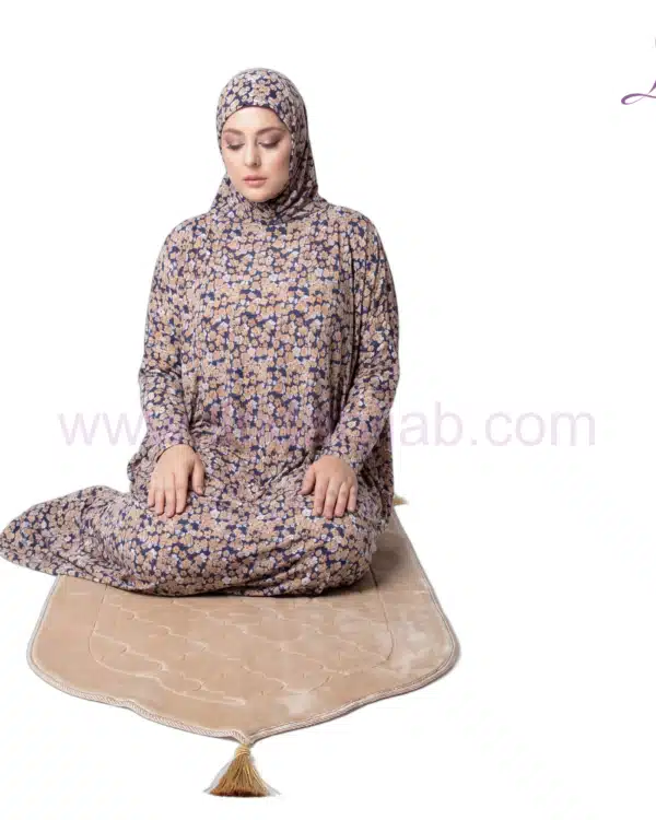 Linda Women’s Full-Coverage 1-Piece Muslim Prayer Dress with Integrated Hijab – Floral Print - Image 3