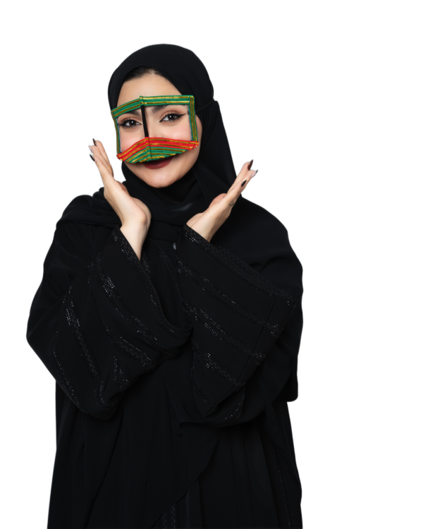 Multicolor Embroidered Bedouin Burqa Niqab – Handcrafted Traditional Tribal Face Veil