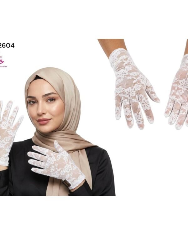 Women's Elegant Floral Lace Gloves – Pure White