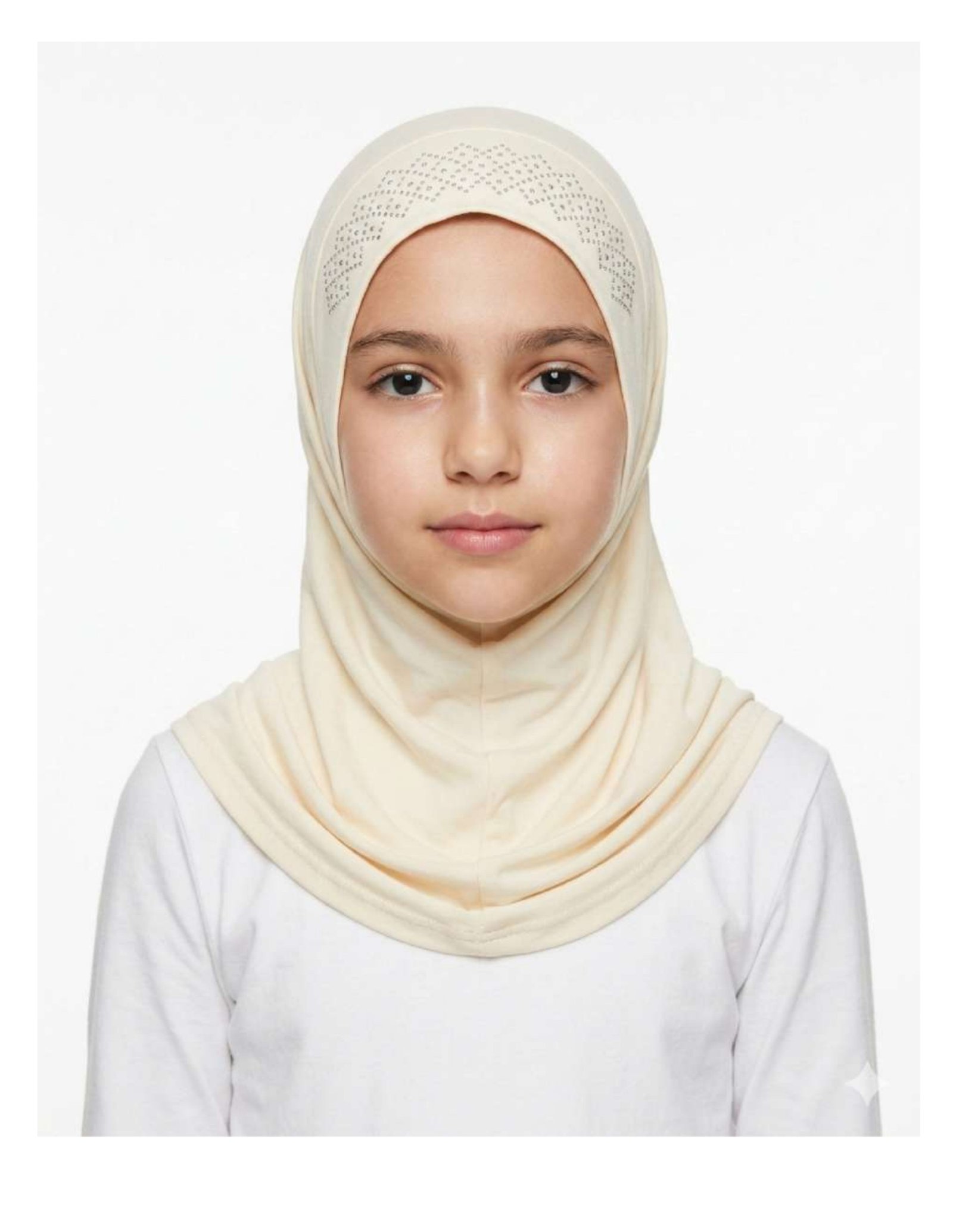 Girls' Al-Amira Instant Hijab – Cream Sparkle
