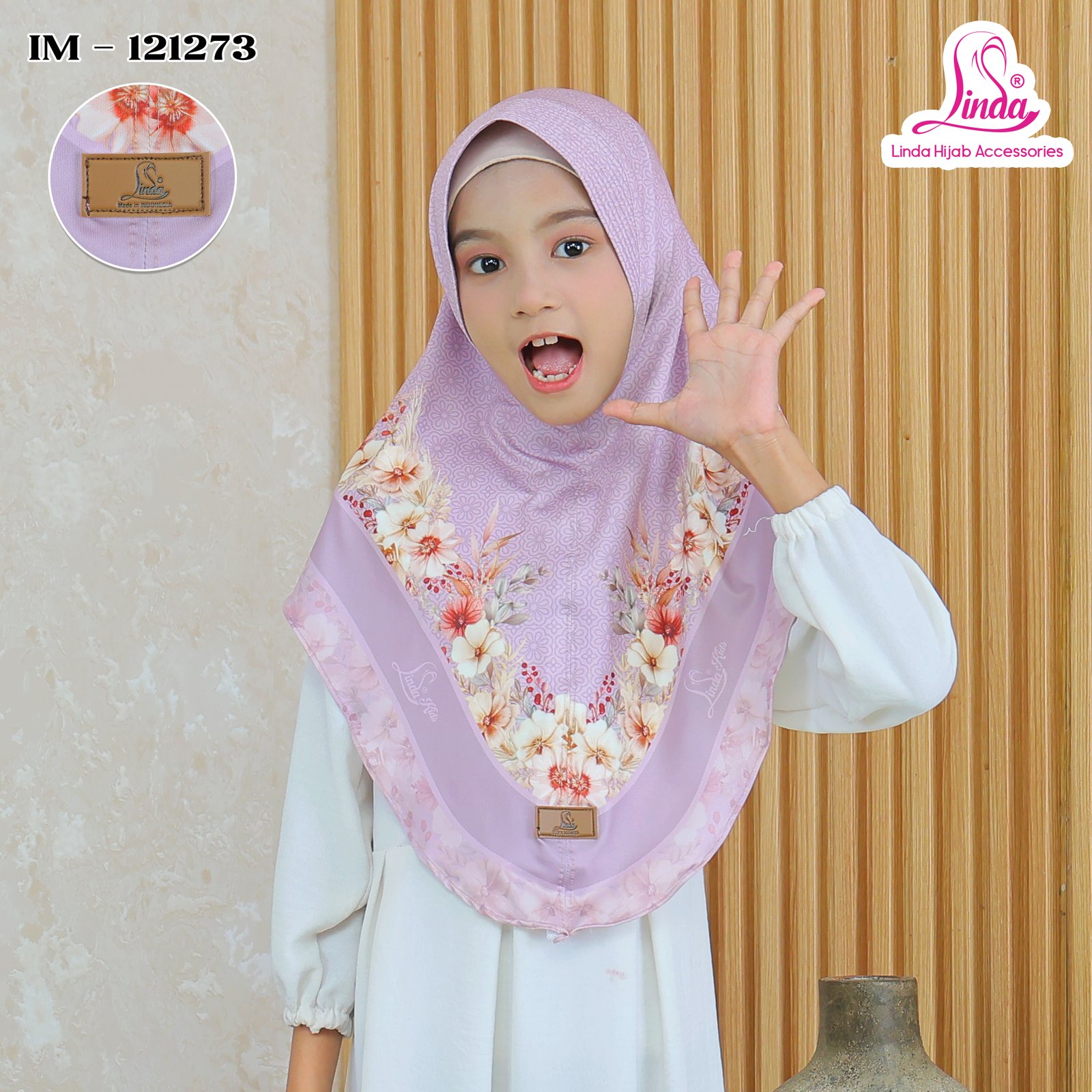 Girls' Floral Print Hijab – Lilac Bloom